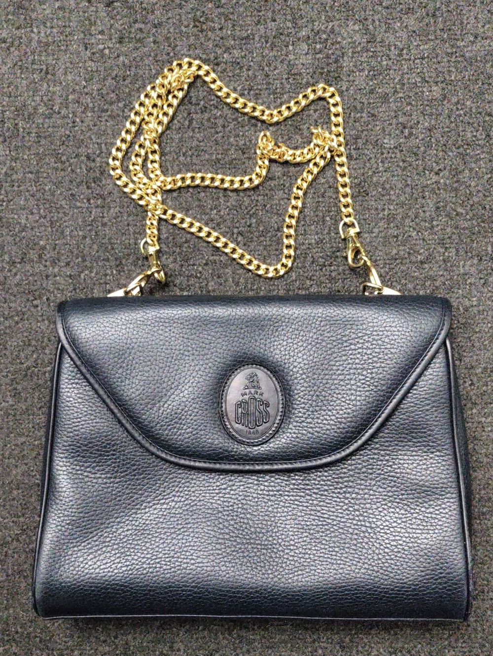 Mark Cross Murphy Navy Blue Lambskin Leather Crossbody Bag